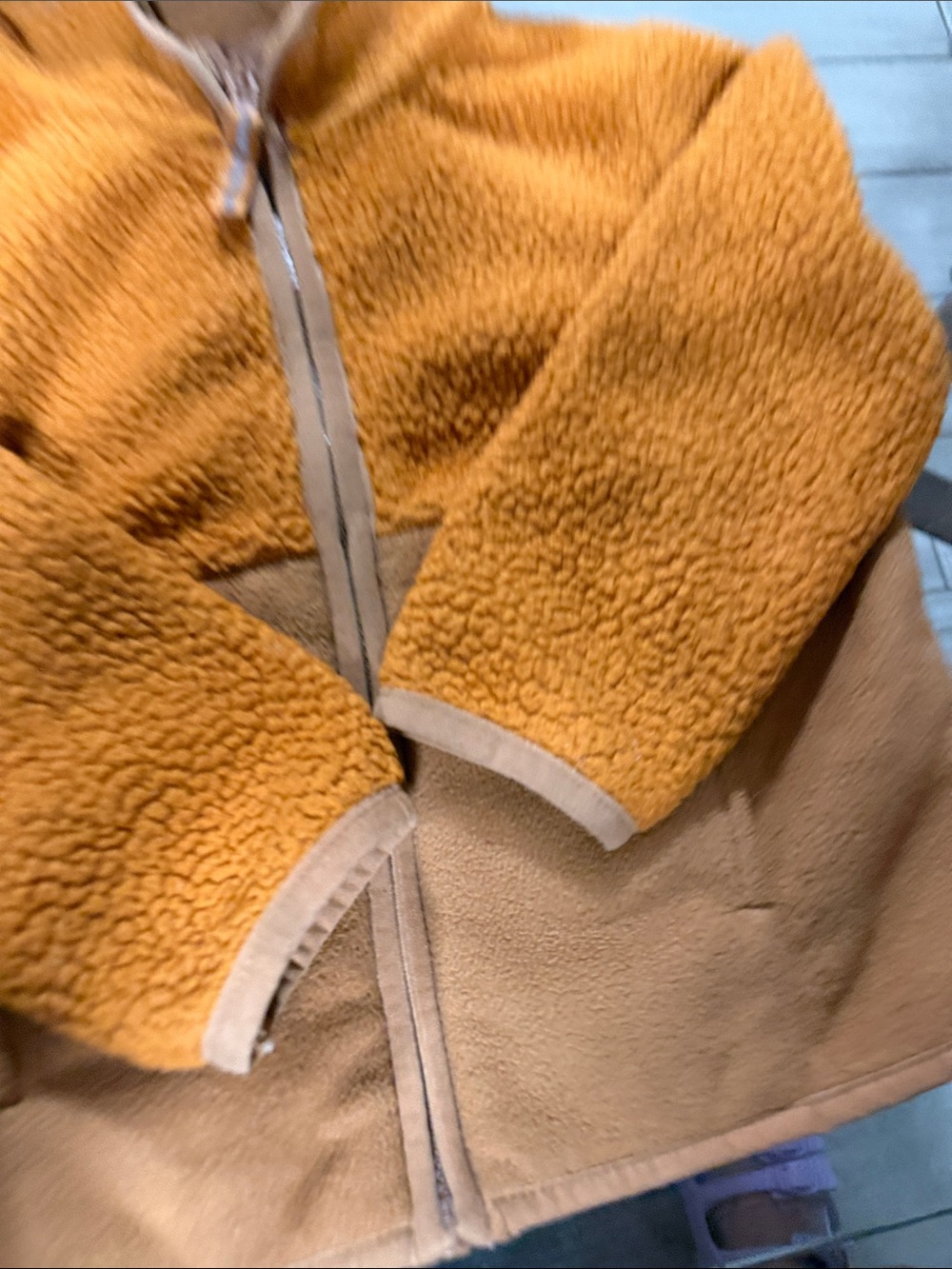 Cat & Jack Two-Tone Sherpa Jacket in Mustard and Tan